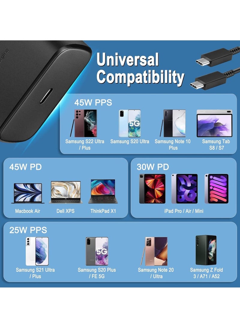 Fast Charger for Samsung Galaxy Charger Head with Charging Cable 45 watts, S23 Ultra S23 Plus S23 S23 S22 Ultra S22 S21 Ultra S21 S21 A54 A53 A52 A32-45W with Type-C 5A fast Cable - Image 5