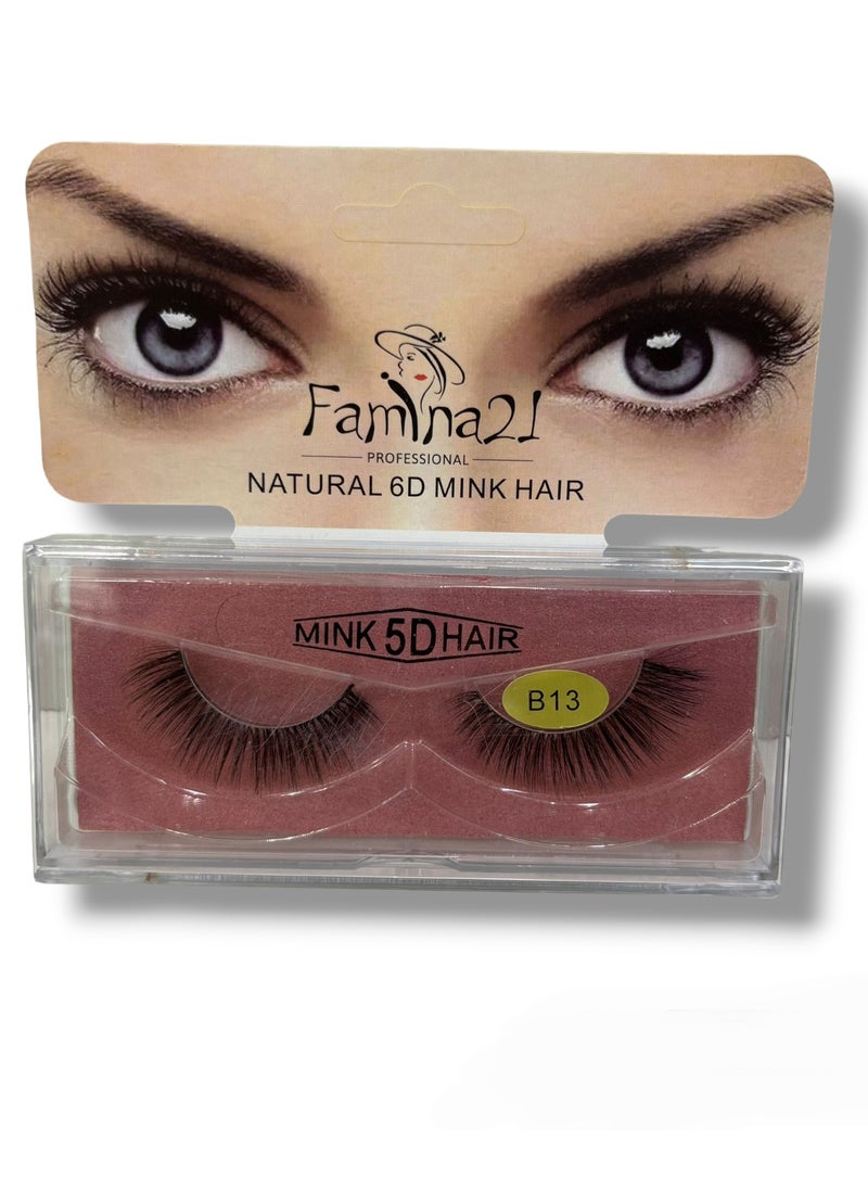 Famina21 Natural 6D/5D Mink Hair Eyelashes - Set of 30 Models (B13)