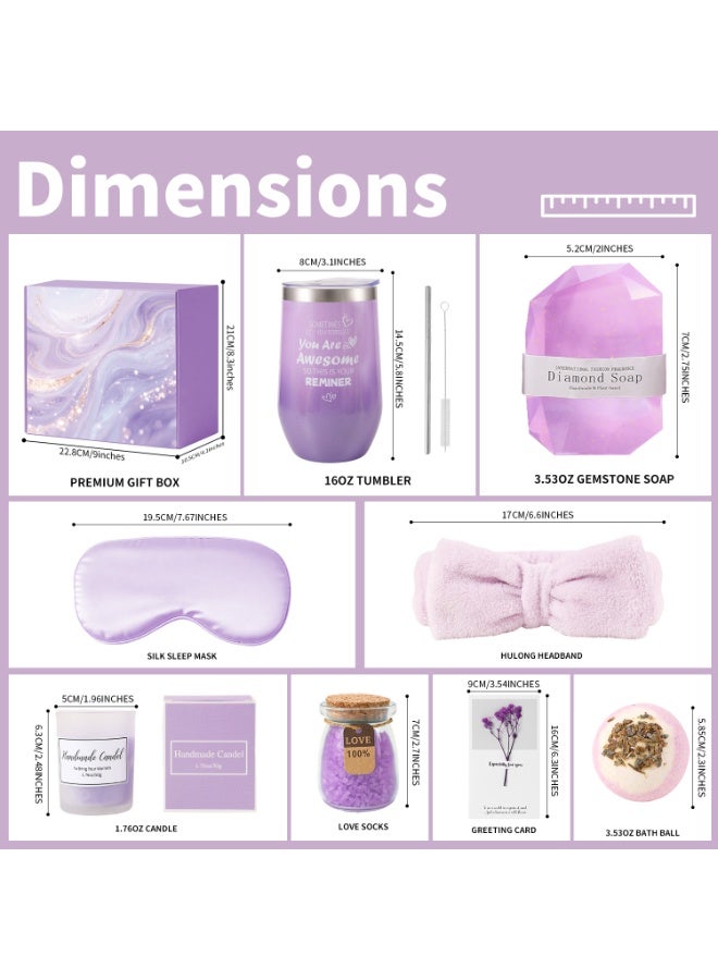 FUREUL Women's Gift Basket - Mother's Day Gift, Birthday Gift, Relaxing Spa Gift Basket Set, Unique Women's Gift Ideas, Gifts for Mom, Sisters, Best Friends, Wife, Colleagues, Teachers, and Nurses (Purple Material) - Image 4