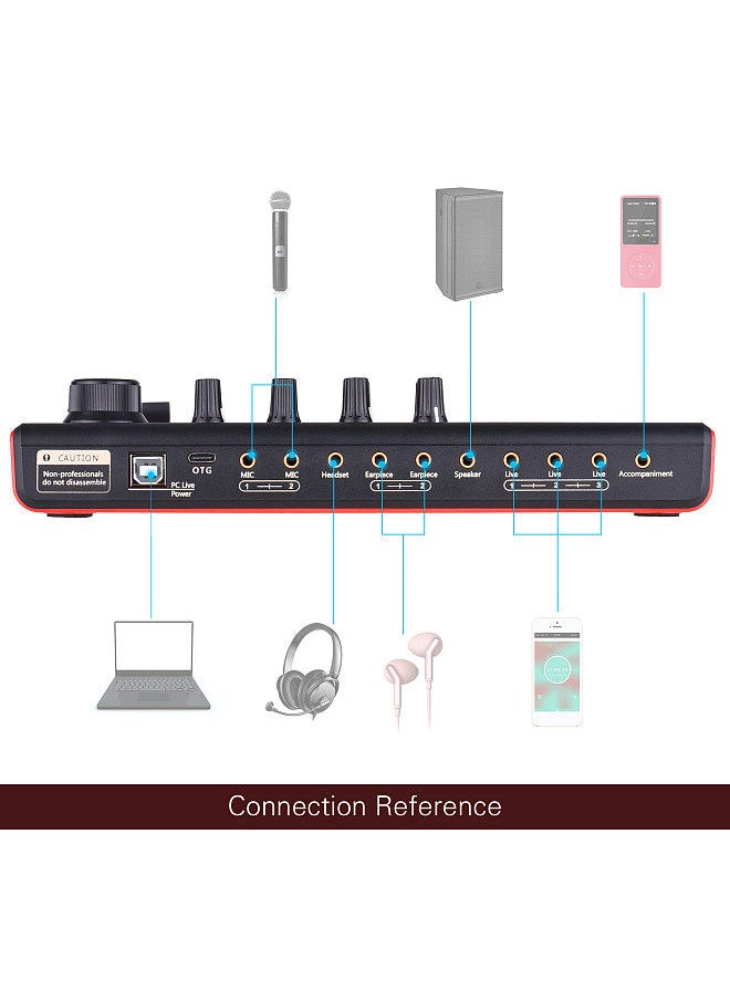Generic SK300 Live Sound Card External Voice Changer Audio Mixer Built-in Rechargeable Battery Multiple Sound Effects for Live Streaming Music Recording Smartphone Computer Game Karaoke  - Image 2