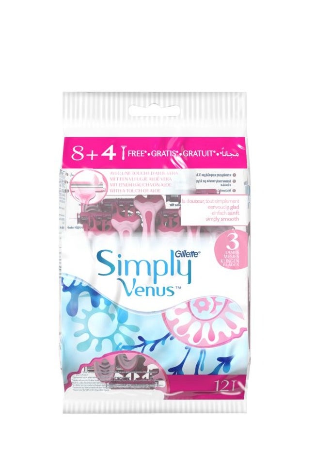Gillette Gillette Venus Razors - M Simply V3 8+4 Pcs 