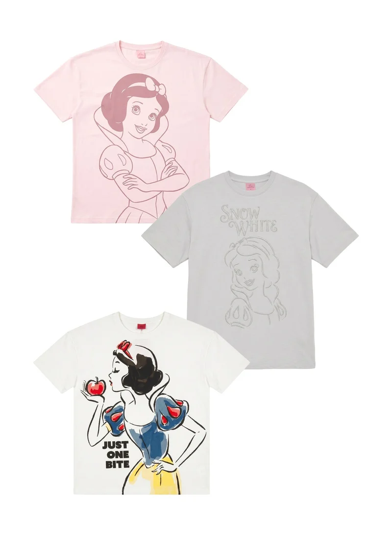 ديزني Disney Women’s Snow White Oversized Graphic T-Shirts – Pack of 3