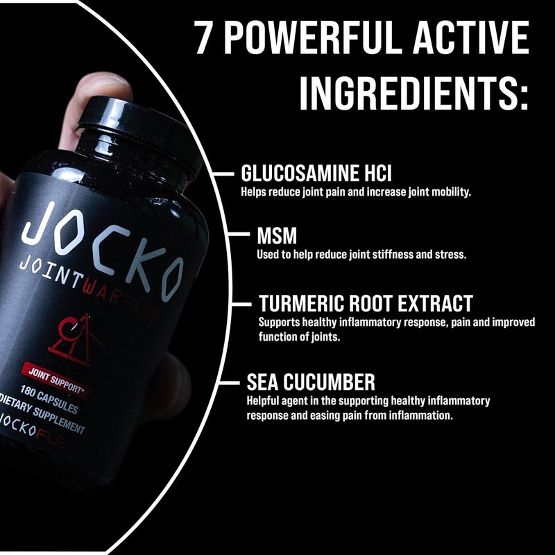 Jocko Fuel Joint Support Supplement  Glucosamine MSM for Joint Pain Mobility  Flexibility wTurmeric  Boswellia 180 Capsules - Image 4