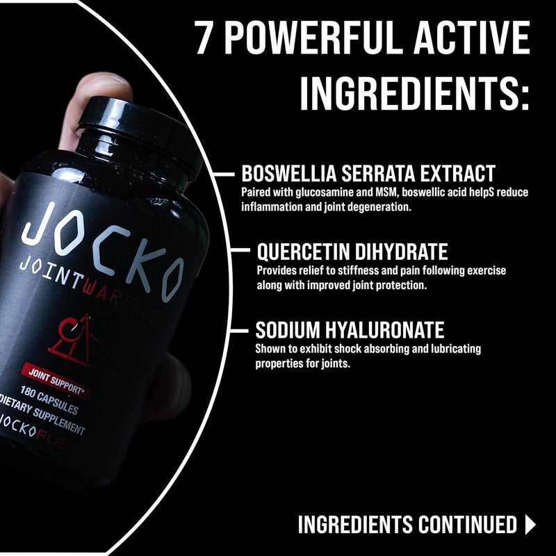 Jocko Fuel Joint Support Supplement  Glucosamine MSM for Joint Pain Mobility  Flexibility wTurmeric  Boswellia 180 Capsules - Image 5