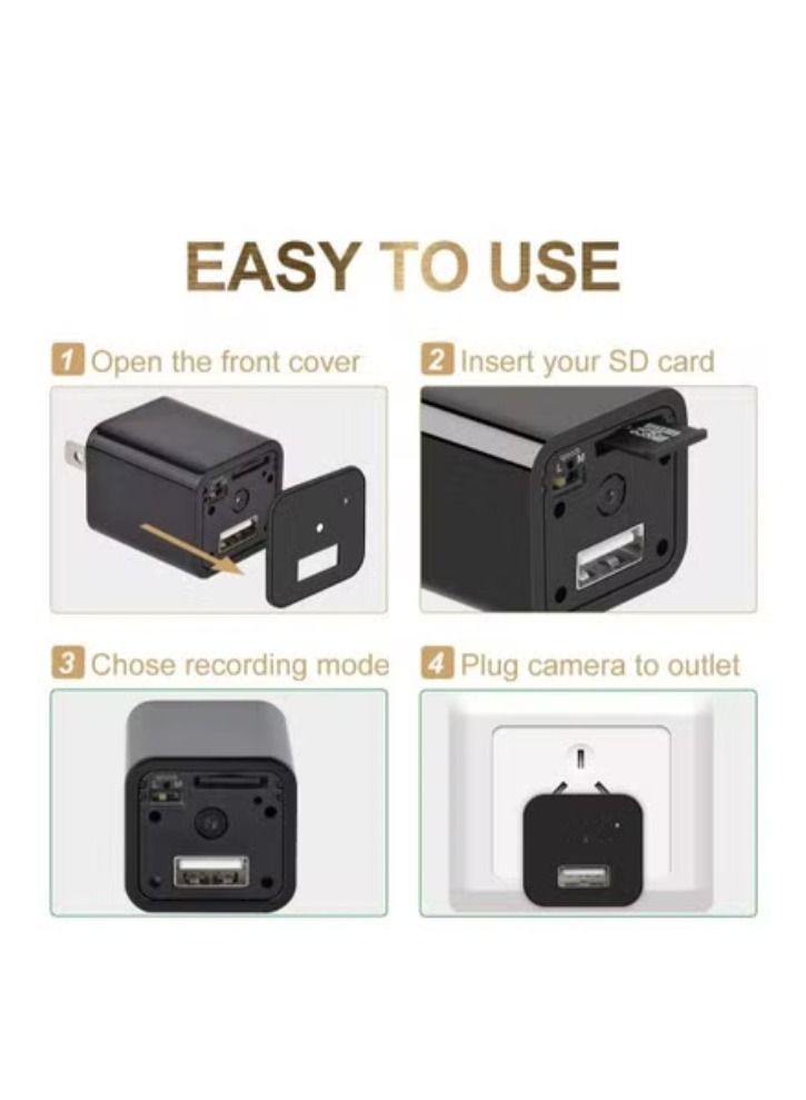 Generic Mini Charger Hidden Camera HD 1080P Motion Detection USB Wall Charger Camera Plug Camera Loop Recording Nanny Cam Home Security Camera Housekeeper  - Image 2
