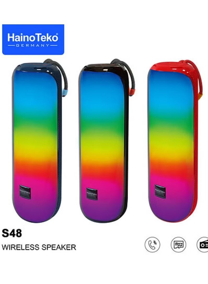 Haino Teko Portable Wireless Speaker with RGB Lights – High-Quality Sound, Compact Design, Rechargeable Battery for Parties, Outdoors, and Events – Black - Image 5