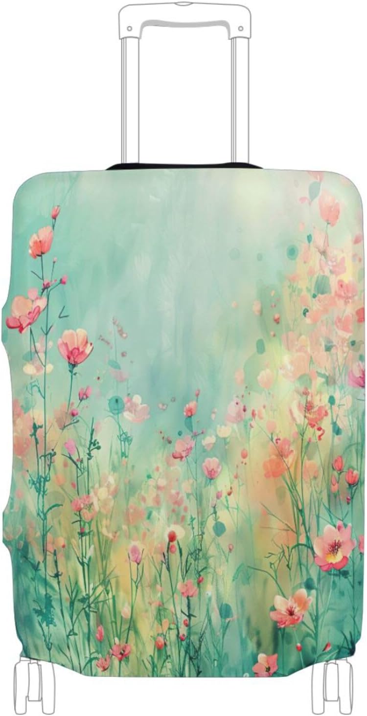 Flowers Luggage Cover for Suitcase, Elastic Travel Protector with Zipper, Washable Anti-Scratch Dustproof Luggage Sleeve Fits 26-28 Inch - Image 1