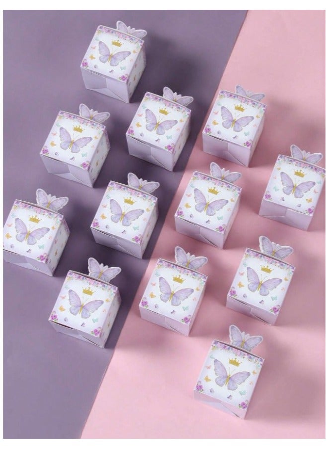 12pcs Lavender butterfly printed gift wrapping bags for wrapping and decorating gifts on occasions like birthday, wedding and festivals - Image 1