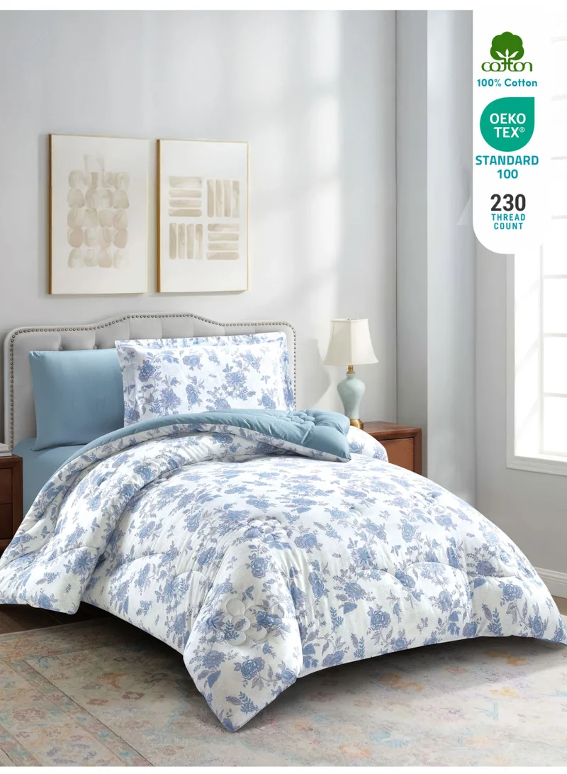 دوناتيلا طقم مفرش ناتشورال كولكشن مشجر 4 قطع مقاس مفرد ونص 140×200 قطن طبيعي 230 غرزة