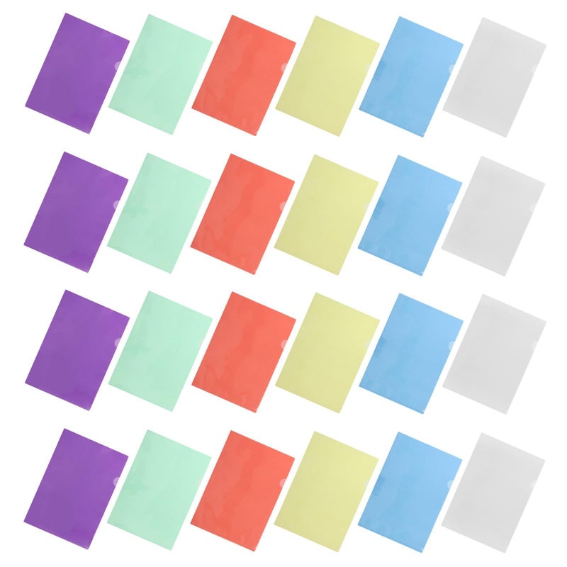 24pcs Multi Color A4 L Shaped Plastic File Folders Waterproof Document Holders For Office School Filing Organization - Image 2