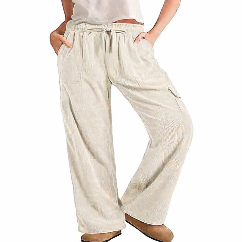 Women's Corduroy Casual Trousers High Waist Loose Fit Long Pants - Image 2