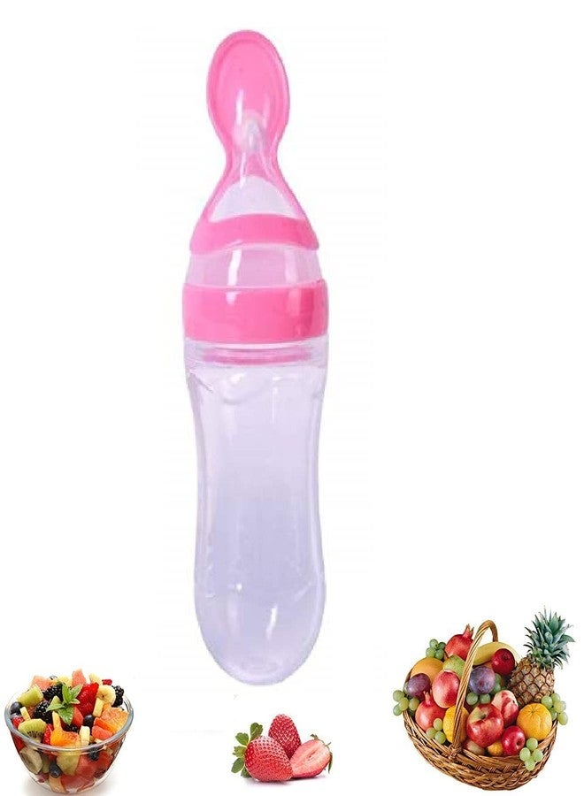 Kids Creation Mommas Baby Silicone Squeeze Food Feeder with Spoon 90ML (Pink) - Image 1