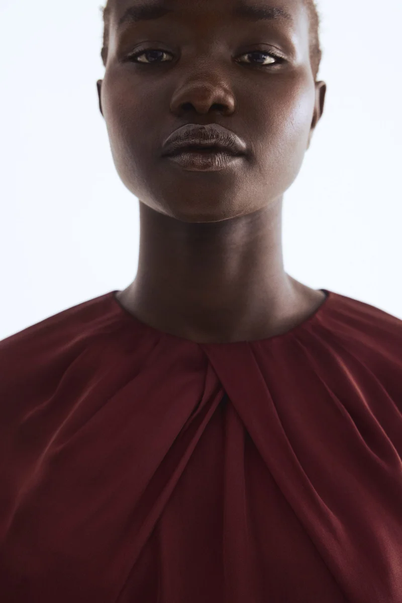 H&M Balloon-sleeved satin blouse