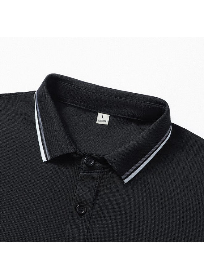 Tucano Tucano Short-sleeve T-shirt For Men, Solid Color Polo Undershirt, Business Fashion Casual Versatile Top, Men's Clothing, Black, Xl - Image 2