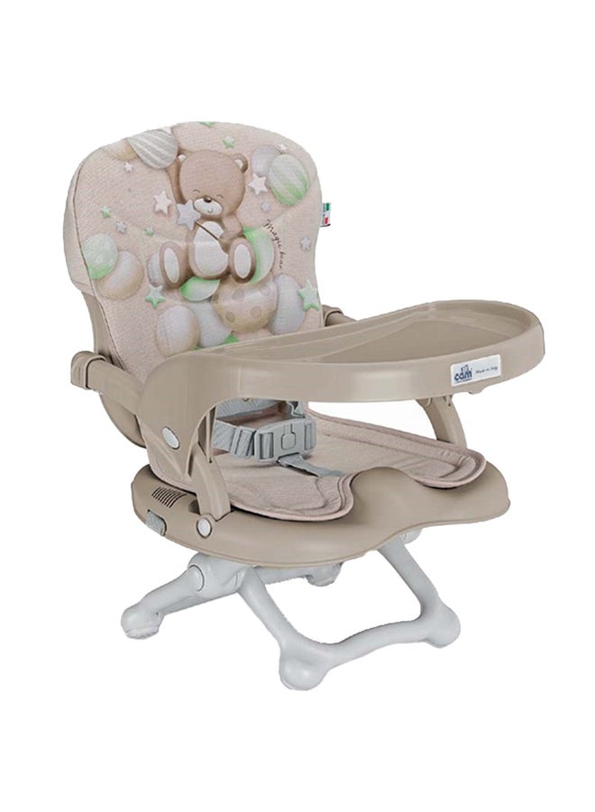 Cam - Smarty Booster Baby Feeding Chair, Snack Seat, Smart Pop, Portable, Booster Seat With Tray Eating, Dinning Lightweight, Compact Fold, Travel, Camping - Brown Teddy - Image 1