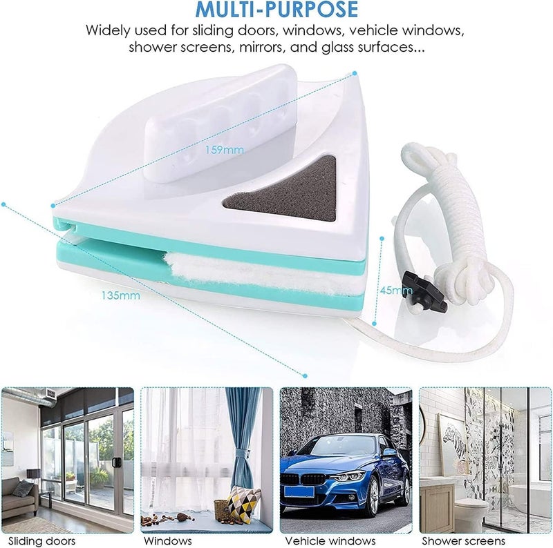 OLAFUR Magnetic Window Cleaner DoubleSide Glazed Two Sided Glass Cleaner Wiper with 2 Extra Cleaning Cotton Cleaner Squeegee Washing Equipment - Image 2