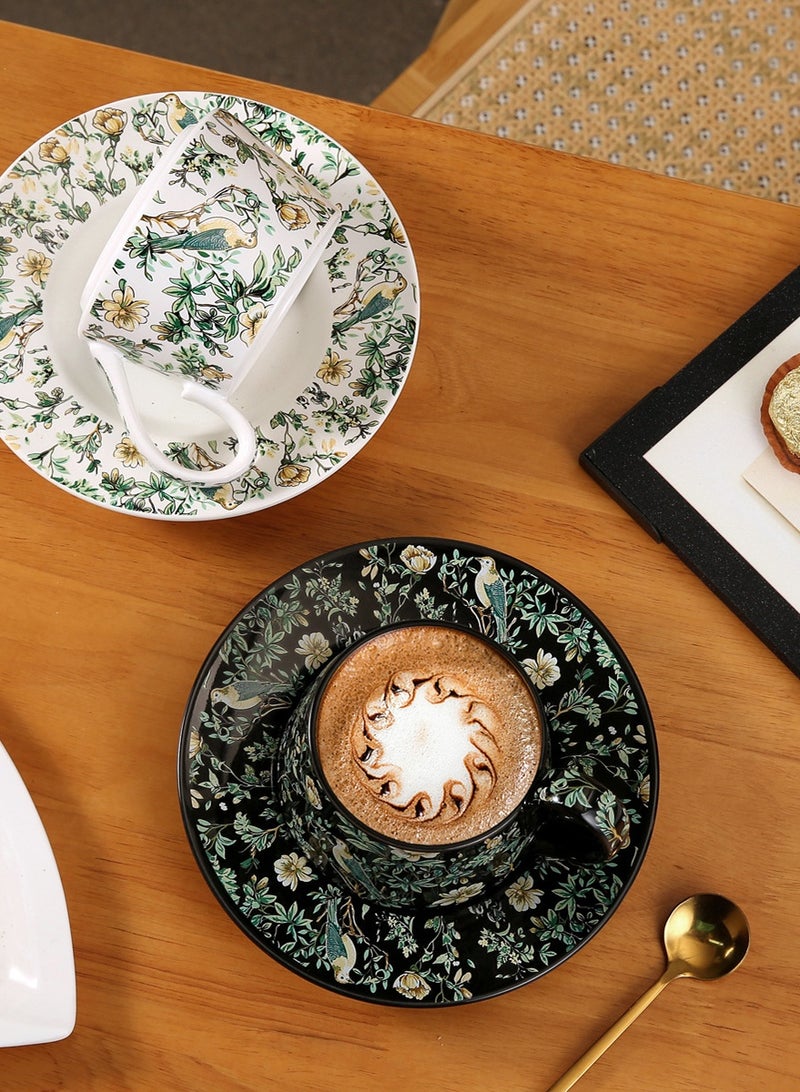 MissTiara Ceramic Coffee Cup and Saucer Set, Vintage Floral Design Porcelain Coffee Cup and Saucer with Gift Box, Hand Crafted Flower Shaped Coffee Cup for Home Office,250 ML Capacity - Image 4