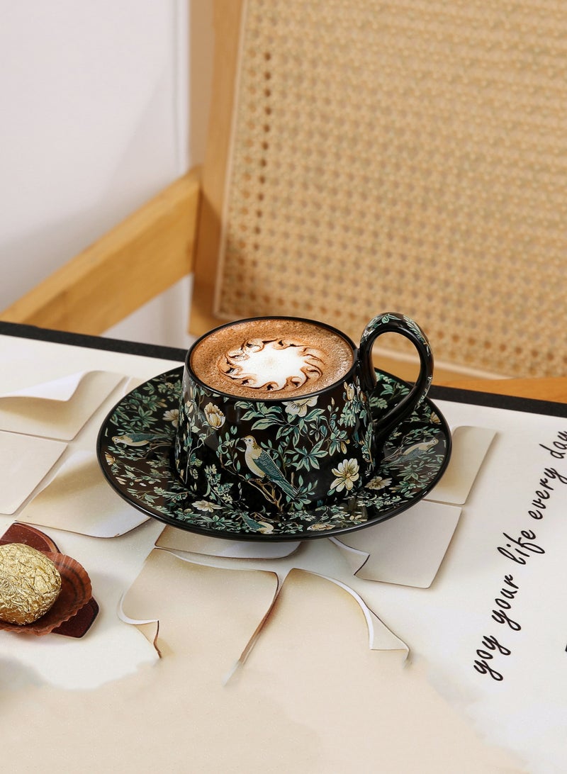 MissTiara Ceramic Coffee Cup and Saucer Set, Vintage Floral Design Porcelain Coffee Cup and Saucer with Gift Box, Hand Crafted Flower Shaped Coffee Cup for Home Office,250 ML Capacity - Image 5