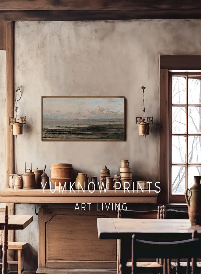 YUMKNOW Unframed Rolled Vintage Farmhouse French Country Bedroom Wall Decor Above Bed - Horizontal Wall Art Over the Bed - 10x30" - Panoramic Landscape Picture Sign Canvas Long Abstract Seascape Print Poster - Image 5