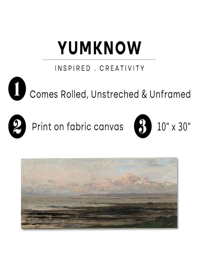 YUMKNOW Unframed Rolled Vintage Farmhouse French Country Bedroom Wall Decor Above Bed - Horizontal Wall Art Over the Bed - 10x30" - Panoramic Landscape Picture Sign Canvas Long Abstract Seascape Print Poster - Image 2