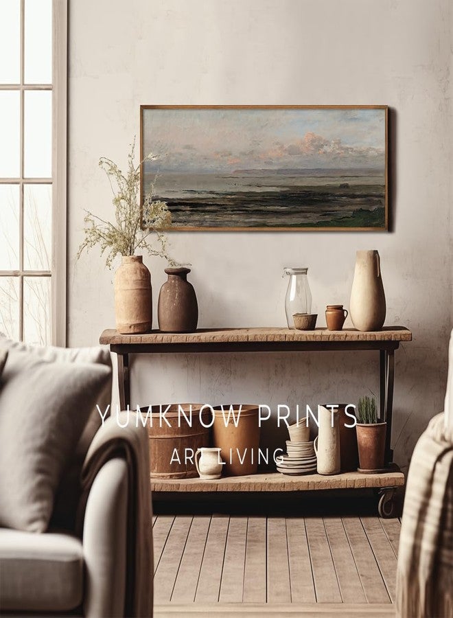 YUMKNOW Unframed Rolled Vintage Farmhouse French Country Bedroom Wall Decor Above Bed - Horizontal Wall Art Over the Bed - 10x30" - Panoramic Landscape Picture Sign Canvas Long Abstract Seascape Print Poster - Image 3