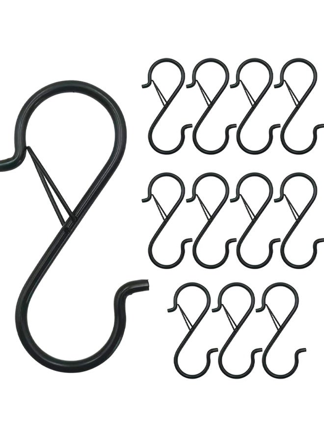 12 Pack S Hooks for Hanging,with Safety Buckle S Shaped Hooks Pot Rack Closet Hooks for Hanging Plants, Clothes, Kitchen Utensil, Pots - Image 1