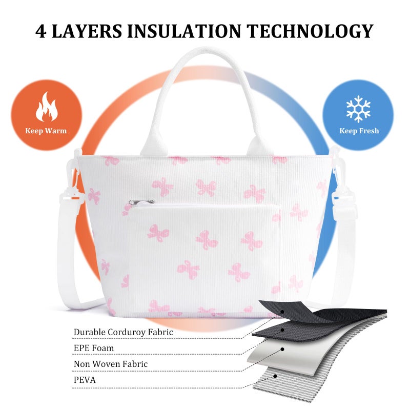 MEXS Lunch Bag for Women Adult Large Insulated Lunch Box Girl Cute Corduroy Lunch Tote Bags Reusable Leakproof Cooler Work Picnic - Image 3