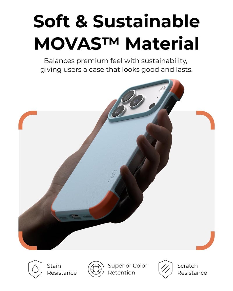 MOFT MOVAS Frame Case for iPhone 17 Pro Max, 0.75mm (0.03 in) Ultra-Thin, Soft-Touch Vegan Leather, TPU Corner Protection, MagSafe Compatibleï¼ˆSoothing Mist + Sunriseï¼‰ - Image 4