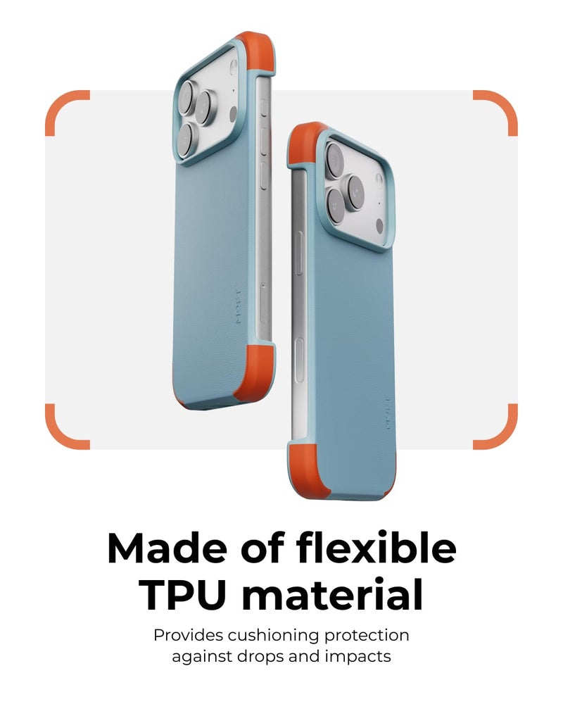 MOFT MOVAS Frame Case for iPhone 17 Pro Max, 0.75mm (0.03 in) Ultra-Thin, Soft-Touch Vegan Leather, TPU Corner Protection, MagSafe Compatibleï¼ˆSoothing Mist + Sunriseï¼‰ - Image 5