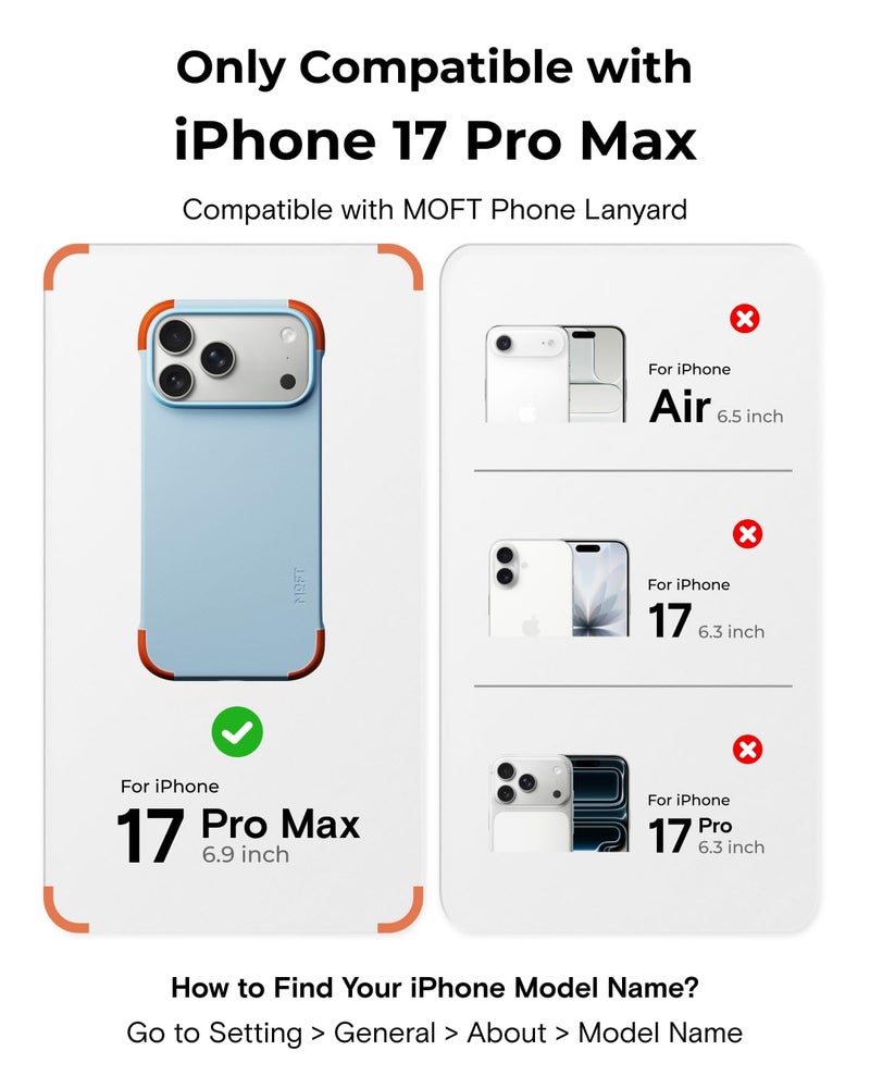 MOFT MOVAS Frame Case for iPhone 17 Pro Max, 0.75mm (0.03 in) Ultra-Thin, Soft-Touch Vegan Leather, TPU Corner Protection, MagSafe Compatibleï¼ˆSoothing Mist + Sunriseï¼‰ - Image 2