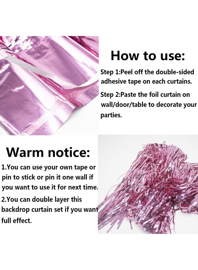 ستائر خلفية ذات أهداب وردية - 2، 3.3 قدم × 6.5 قدم، مايلر وردي، ديكور الحفلات - Image 4