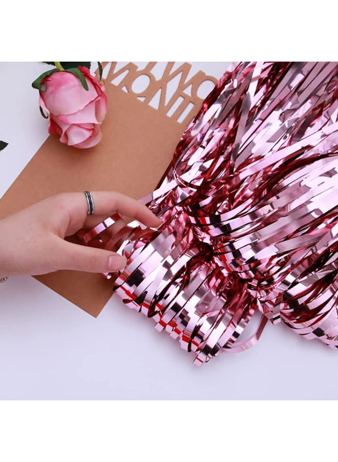 ستائر خلفية ذات أهداب وردية - 2، 3.3 قدم × 6.5 قدم، مايلر وردي، ديكور الحفلات - Image 5