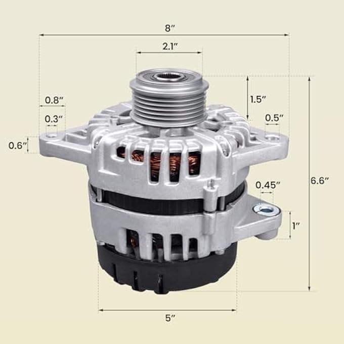 FuseRish 37300-2B970 Alternator 130A 12V Compatible with Hyunda-i Accent, Rio 2018-2019 1.6L; Soul 1.6L 2017-2019; Seltos 1.6L 2021-2022 CW 6-Groove Clutch Pulley Replace Numbers 2626125, 42227, 21096 - Image 5