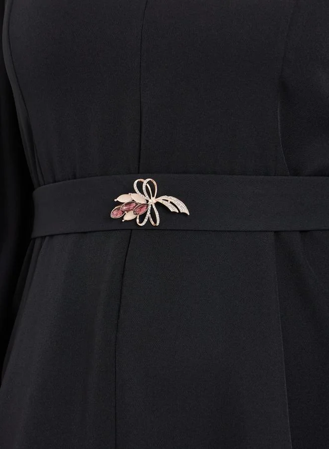 Styli black Plus Size Black A-Line Maxi Dress for Women | Best Price UAE