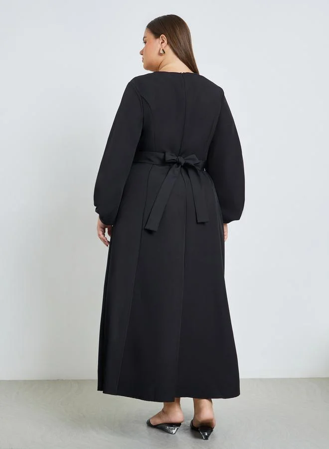 Styli black Plus Size Black A-Line Maxi Dress for Women | Best Price UAE