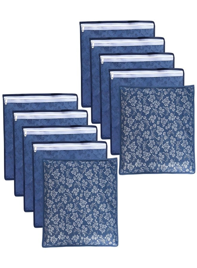 LAXIS غطاء ساري مطبوع غير منسوج من LAXIS®، عبوة من 10 قطع، أغطية ساري شفافة بسحاب، أغطية ساري للتخزين، منظم خزانة الملابس، المقاس: 36 × 42 × 2 سم (أزرق) - Image 1