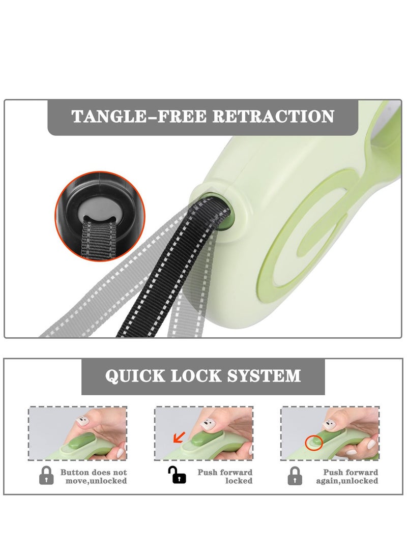 Excefore Retractable Dog Leash, 360° Tang-free Inlet, Ergonomic Handle, Quick-Lock System, Ideal for Up to 44lbs Capacity Small to Large Dogs, One-Handed Brake for Running Walking, Green - Image 4