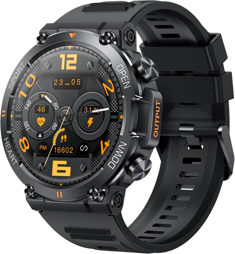 EIGIIS Military Smart Watches for Men Make Call 1.39" HD Big Screen Fitness Tracker Rugged Tactical Smartwatch Compatible with iPhone Samsung Android Phones Heart Rate Sleep Monitor Sports Watch (Black) - Image 1