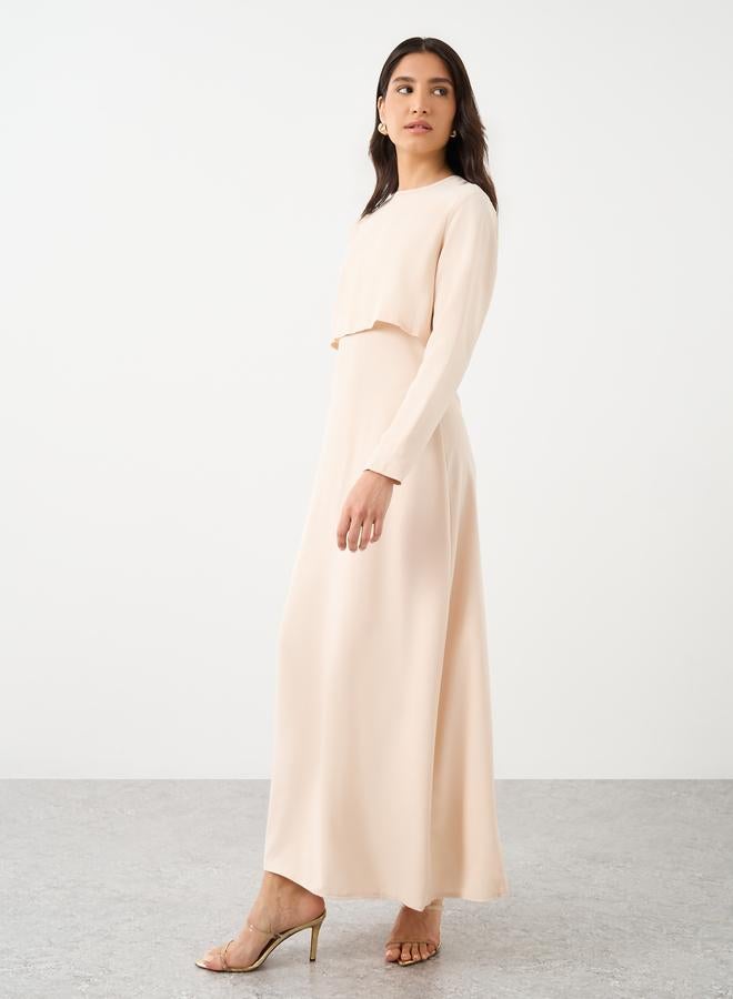Take Two Solid Round Neck Long Sleeve Maxi Dress - Image 2
