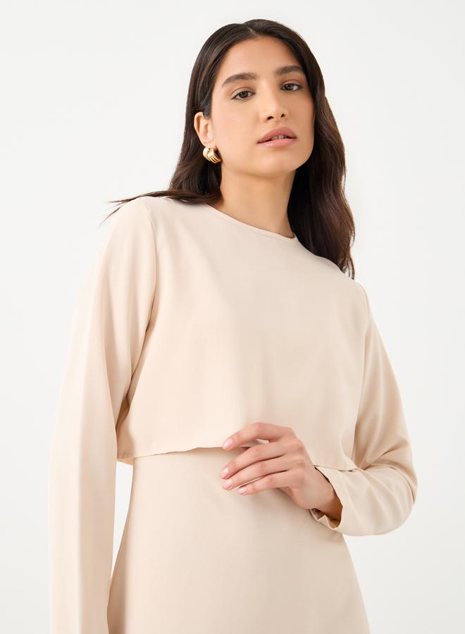 Take Two Solid Round Neck Long Sleeve Maxi Dress - Image 4