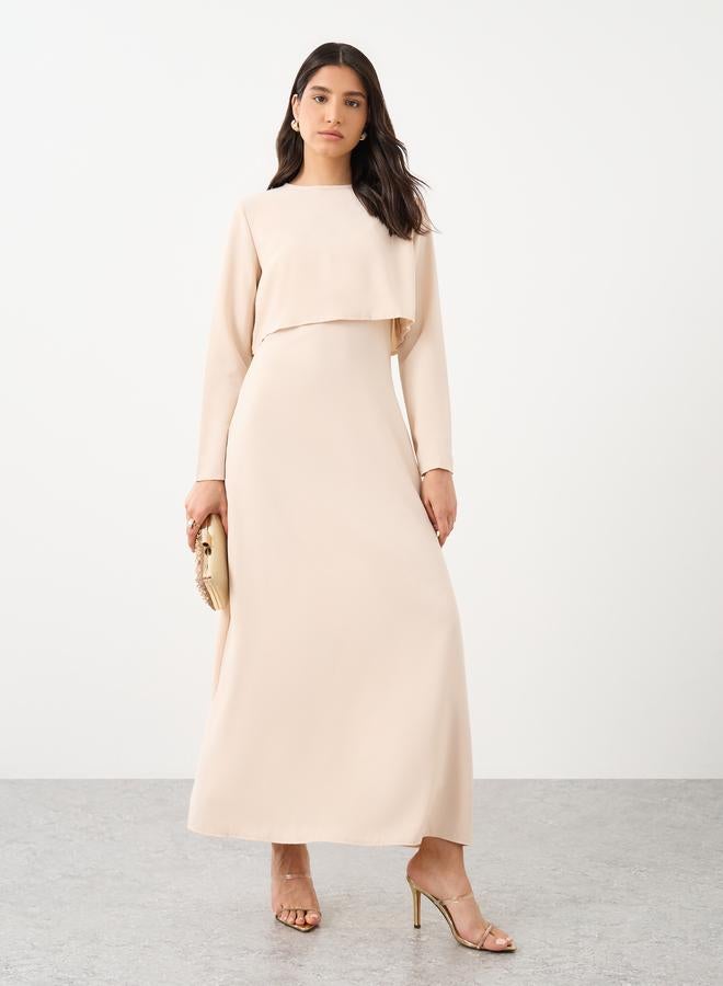 Take Two Solid Round Neck Long Sleeve Maxi Dress - Image 1