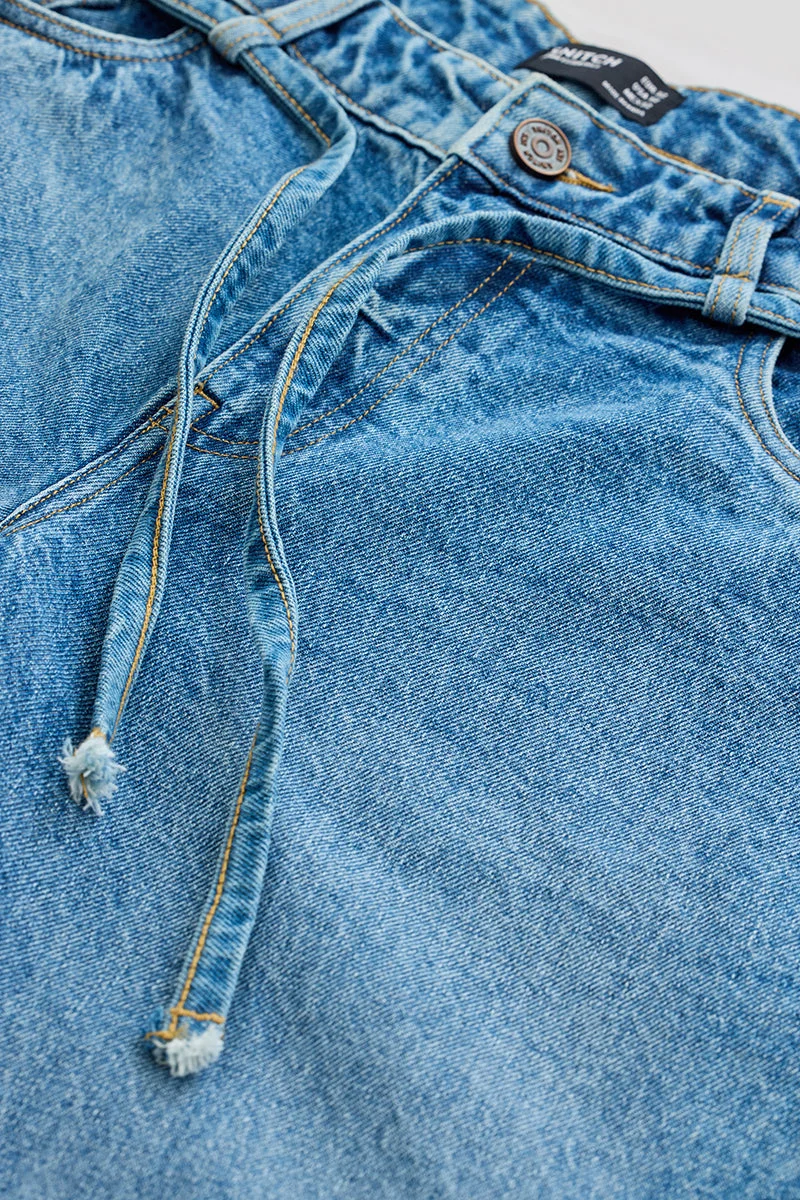 سنيتش Blue Solid Relaxed Streetwear Jeans