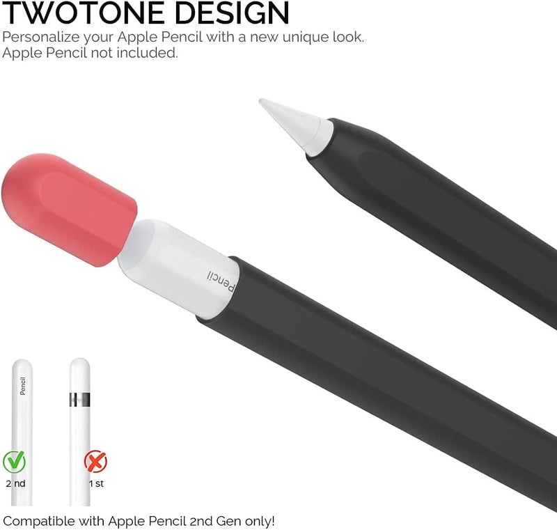 Mizi (2 Pack) Case for Apple Pencil 2nd Generation & Apple Pencil Pro (2024) Cover Premium Silicone Sleeve Skin, USB Charging/Double Tap & Attaching Magnetically - (Red/Purple) - Image 2