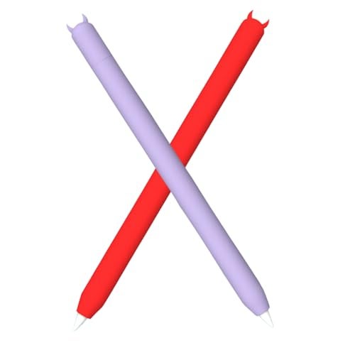 Mizi (2 Pack) Case for Apple Pencil 2nd Generation & Apple Pencil Pro (2024) Cover Premium Silicone Sleeve Skin, USB Charging/Double Tap & Attaching Magnetically - (Red/Purple) - Image 1