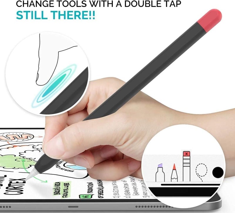 Mizi (2 Pack) Case for Apple Pencil 2nd Generation & Apple Pencil Pro (2024) Cover Premium Silicone Sleeve Skin, USB Charging/Double Tap & Attaching Magnetically - (Red/Purple) - Image 4