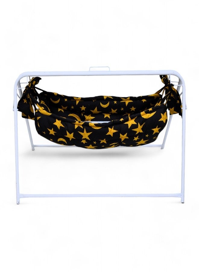 RIVAL Traditional Jizani Baby Rocking Cradle with Heavy-Duty Metal Frame & Padded Fabric - Image 4