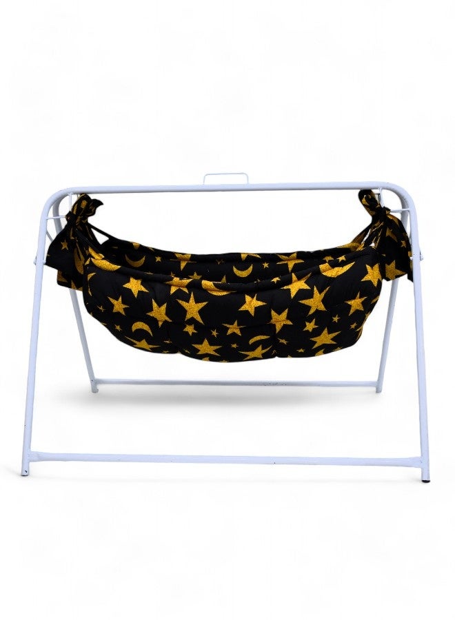 RIVAL Traditional Jizani Baby Rocking Cradle with Heavy-Duty Metal Frame & Padded Fabric - Image 1