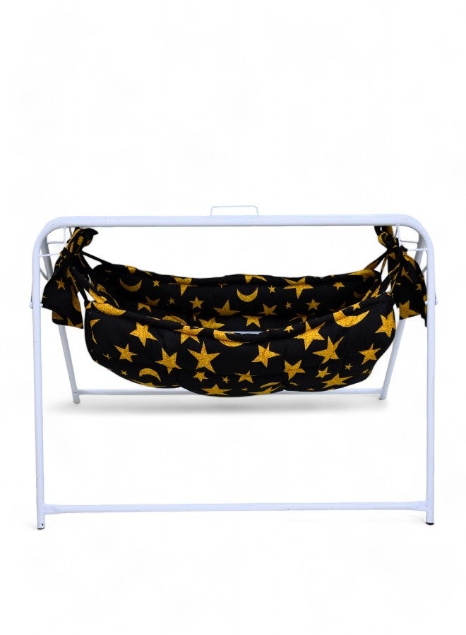 RIVAL Traditional Jizani Baby Rocking Cradle with Heavy-Duty Metal Frame & Padded Fabric - Image 3