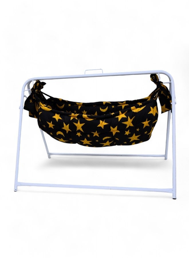 RIVAL Traditional Jizani Baby Rocking Cradle with Heavy-Duty Metal Frame & Padded Fabric - Image 2