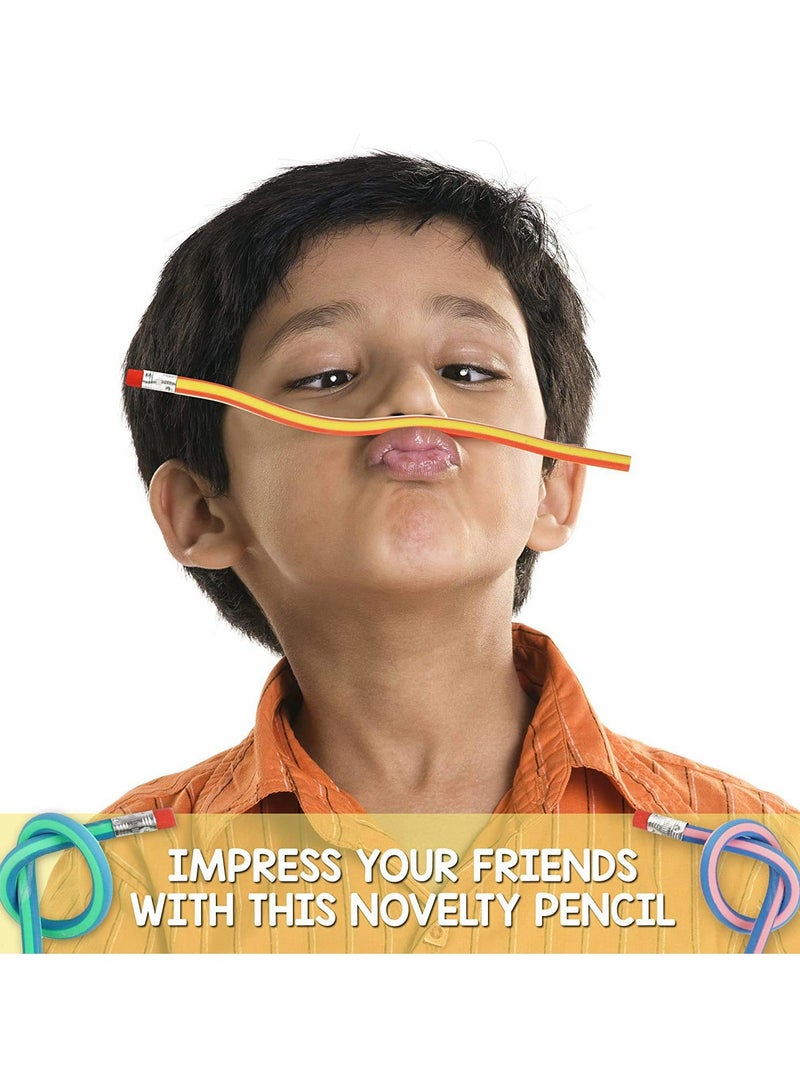 SOLARAE 10 Piece Soft Flexible Bendy Pencils Colourful Magic Novelty Pencil for Kids Durable Non Toxic Birthday Party Bag Fillers Favours Stocking Classroom Gifts - Image 2
